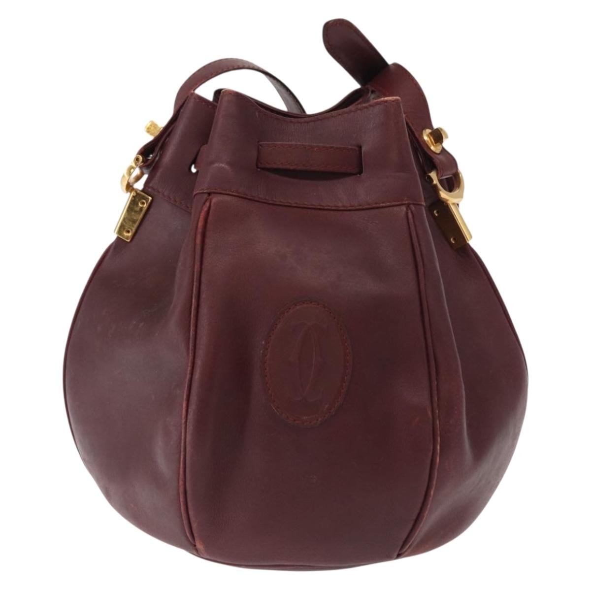 Cartier Must De Cartier Bag Leather Burgundy Leather Shoulder Bag Bag (Pre-Owned)