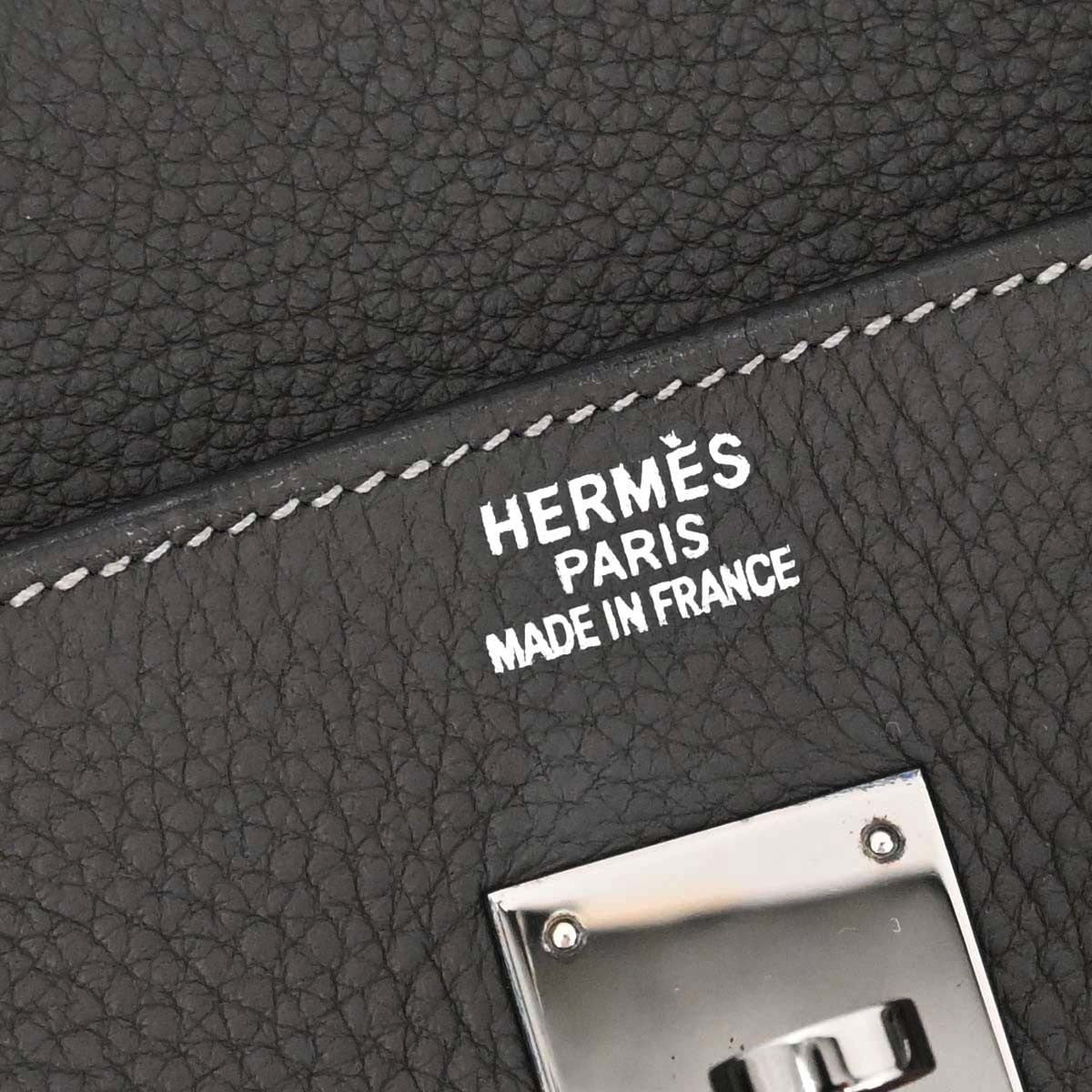 Hermes Birkin Handbag Grey Clemence With Palladium Hardware Gray Leather Handbag (Pre-Owned)