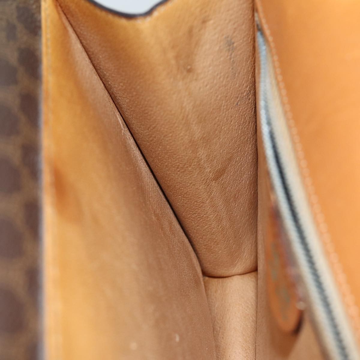 Celine Macadam Handbag Macadam With Leather Brown Canvas Handbag (Pre-Owned)