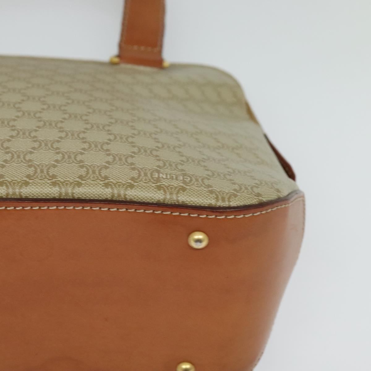 Celine Vintage Macadam Handbag Canvas Beige Canvas Handbag (Pre-Owned)