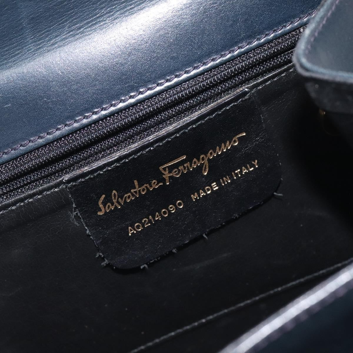Salvatore Ferragamo Vintage Handbag Leather Black Leather Handbag (Pre-Owned)