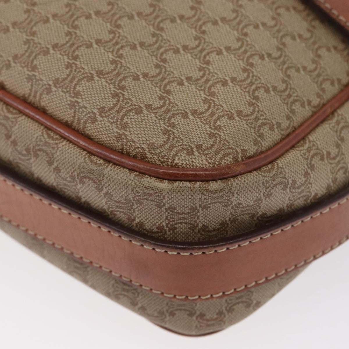 Celine Vintage Macadam Shoulder Bag Canvas And Leather Beige Canvas Shoulder Bag Bag (Pre-Owned)