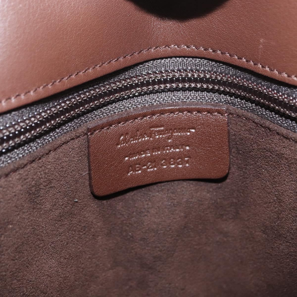 Salvatore Ferragamo Gancini Tote Leather Brown Leather Tote Bag Bag (Pre-Owned)