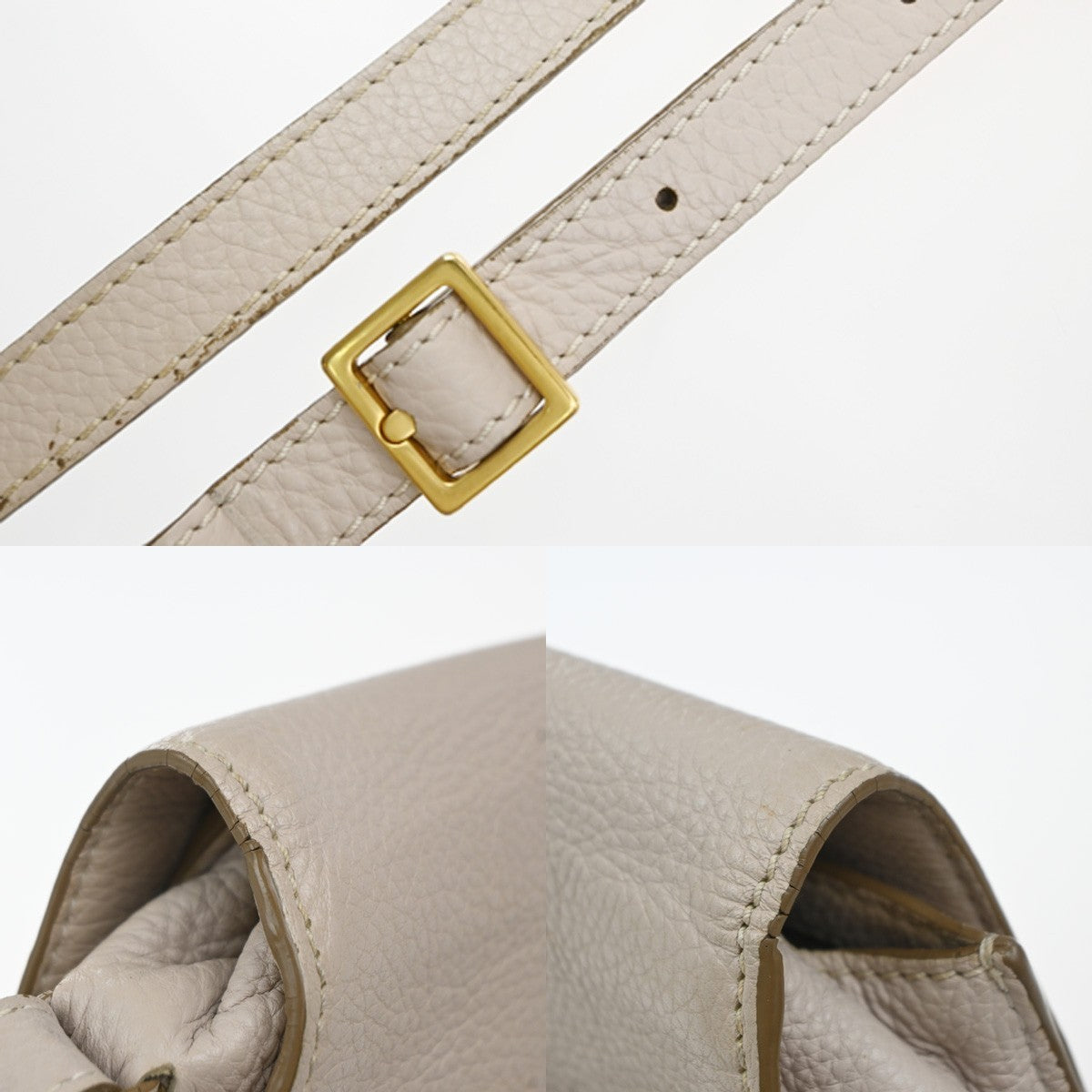 Chloe Marcie Crossbody Bag Leather Beige Leather Shoulder Bag Bag (Pre-Owned)