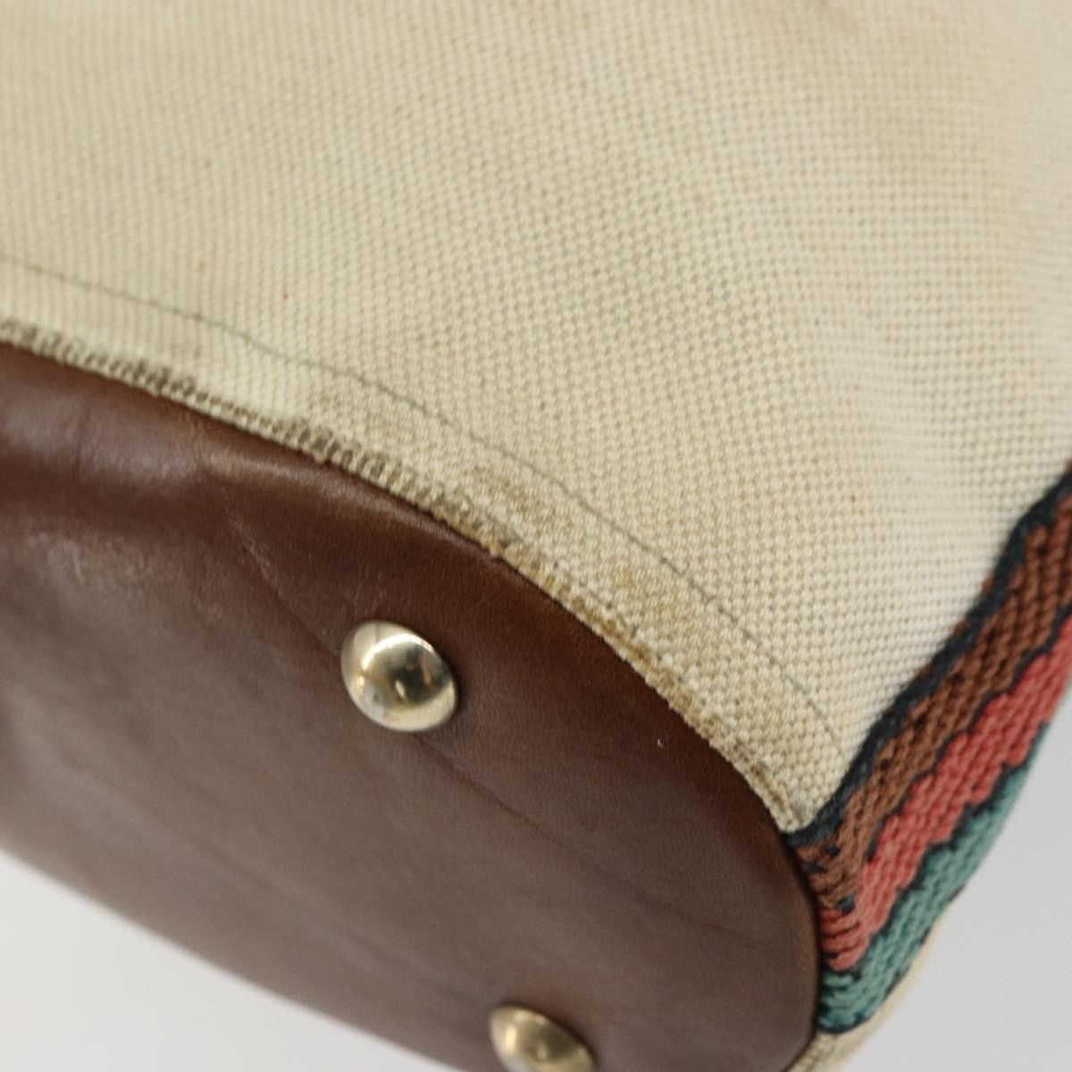 Gucci Vintage Bamboo Shoulder Bag Canvas Beige Canvas Shoulder Bag Bag (Pre-Owned)