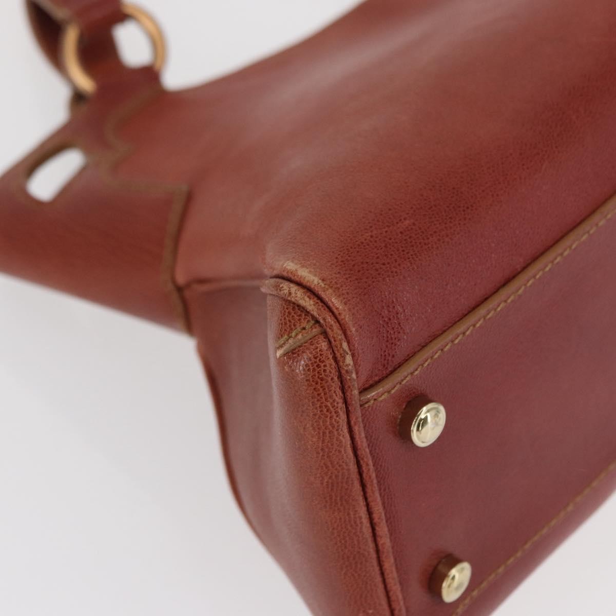 Cartier Marcello Handbag Leather Brown Leather Handbag (Pre-Owned)