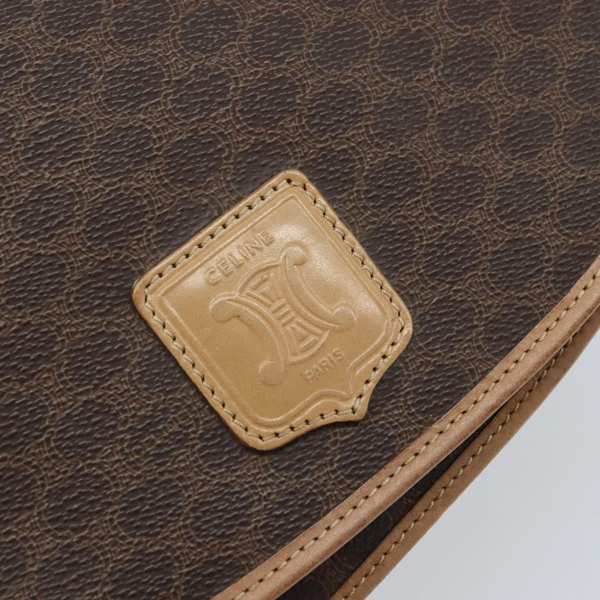 Celine Vintage Macadam Shoulder Bag Canvas And Leather Brown Canvas Shoulder Bag Bag (Pre-Owned)