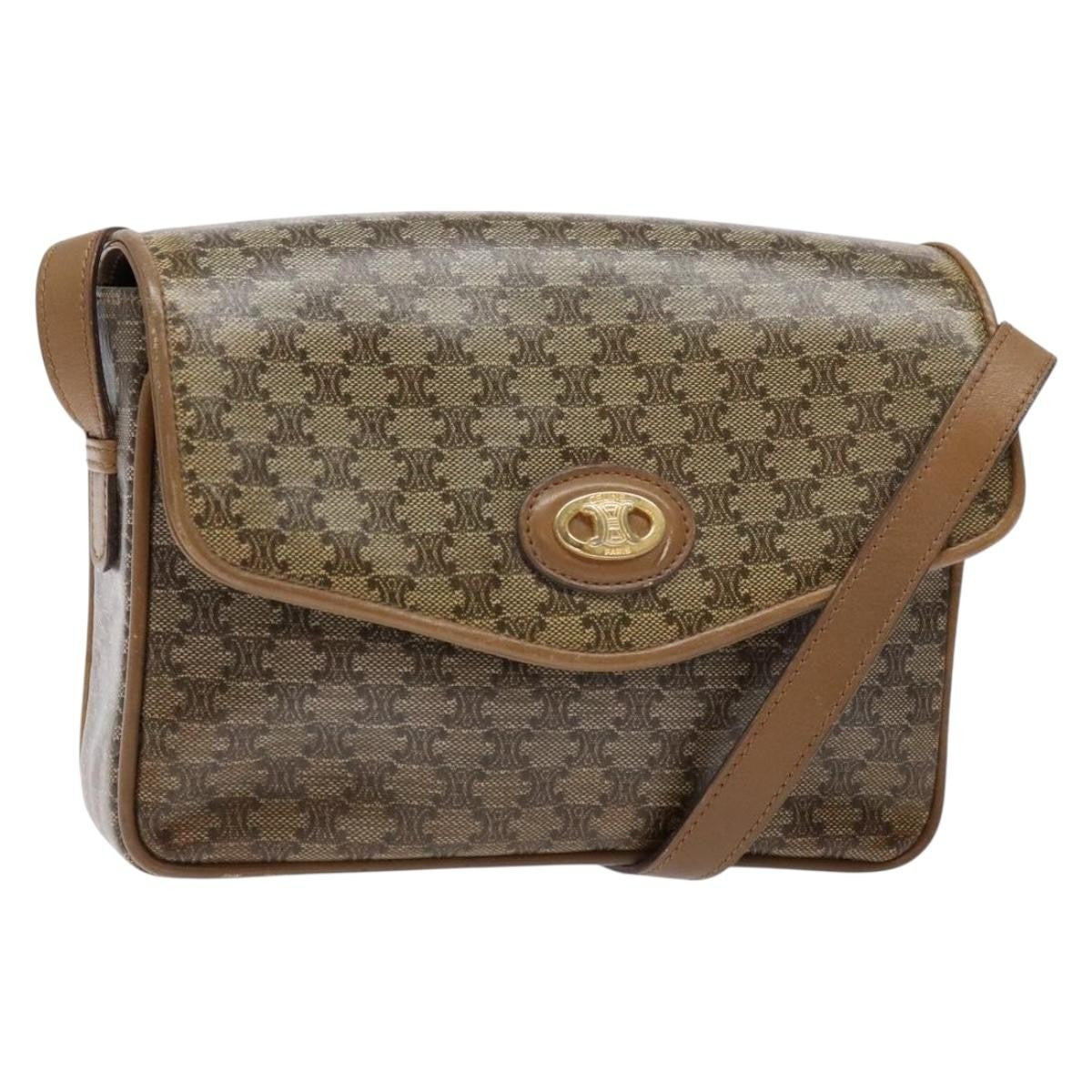 Celine Macadam Shoulder Bag Pvc Leather Beige Pvc Bag (Pre-Owned)