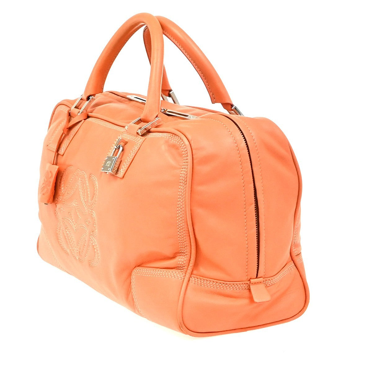 Loewe Amazona Bag Leather Orange Leather Handbag (Pre-Owned)