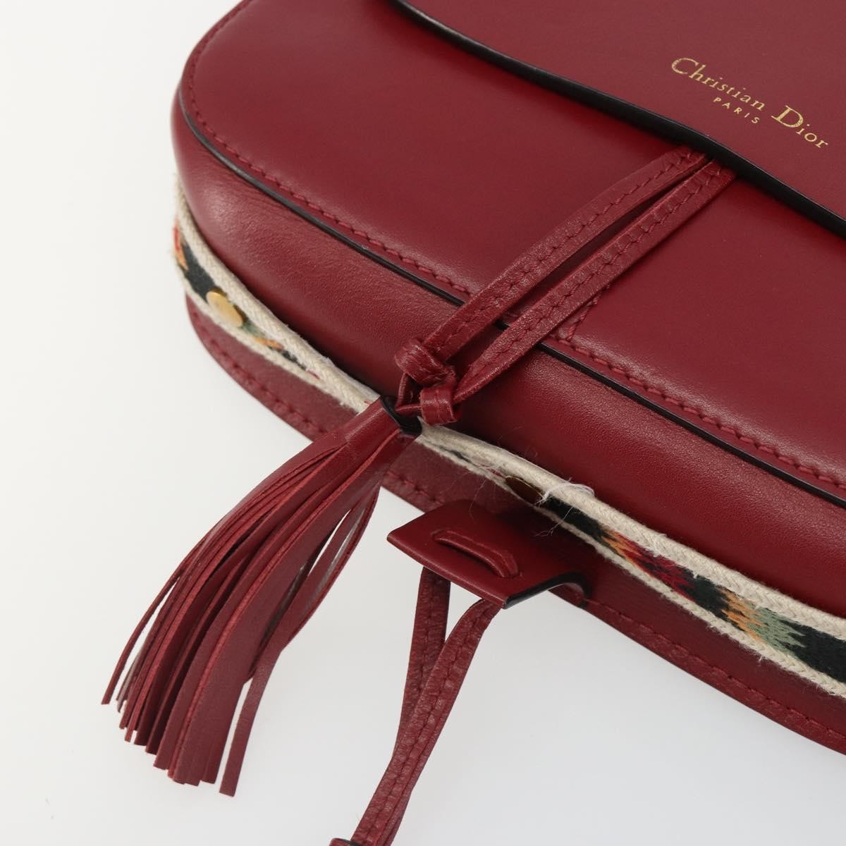 Christian Dior Diorodeo Flap Bag Leather Red Leather Shoulder Bag Bag (Pre-Owned)