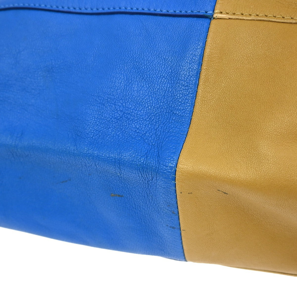 Celine Vertical Bi-Cabas Tote Leather Blue Leather Tote Bag Bag (Pre-Owned)