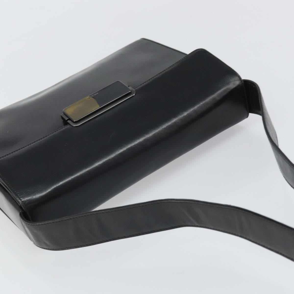 Prada Vintage Flap Shoulder Bag Leather Black Leather Shoulder Bag Bag (Pre-Owned)