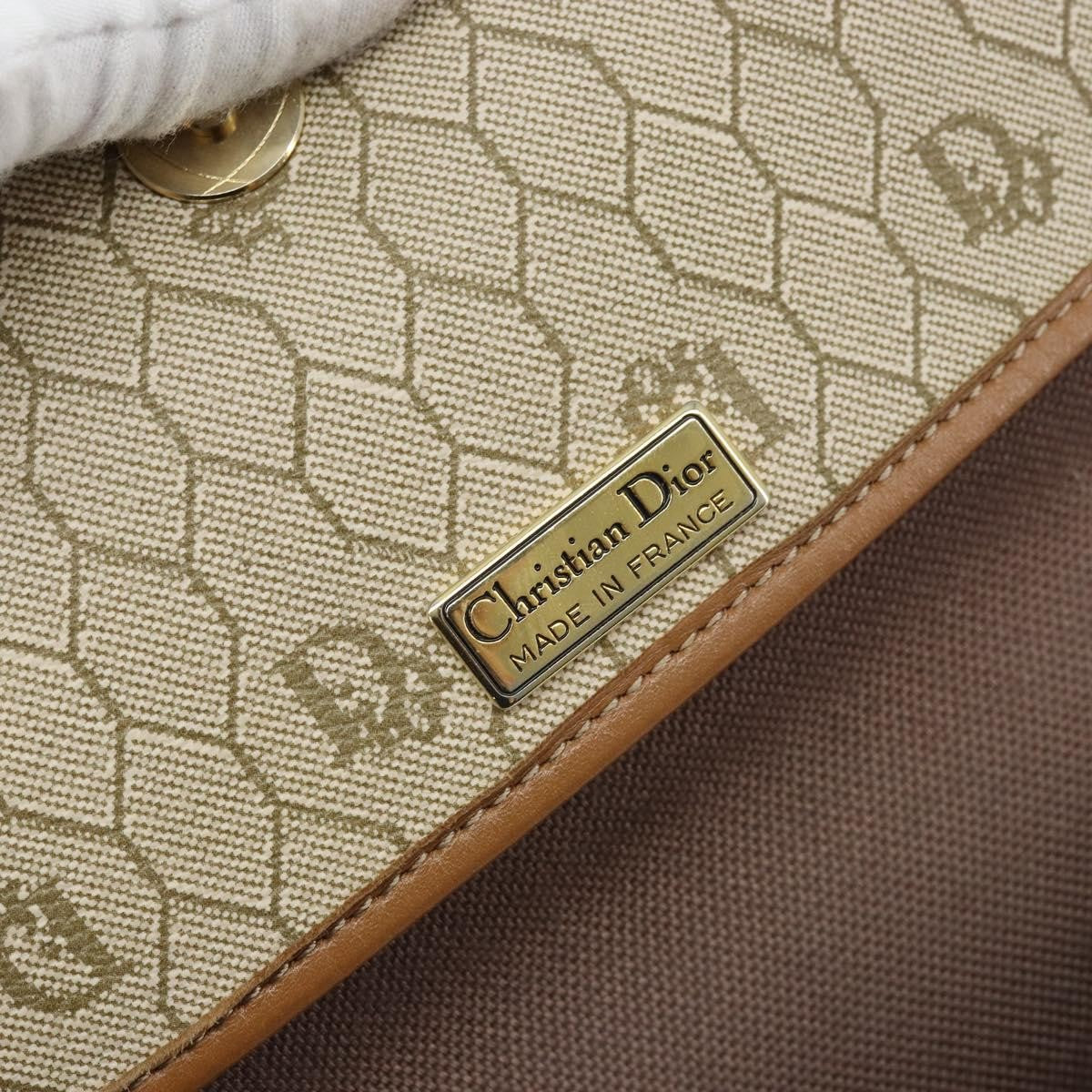 Christian Dior Vintage Honeycomb Shoulder Bag Canvas And Leather Beige Canvas Shoulder Bag Bag (Pre-Owned)