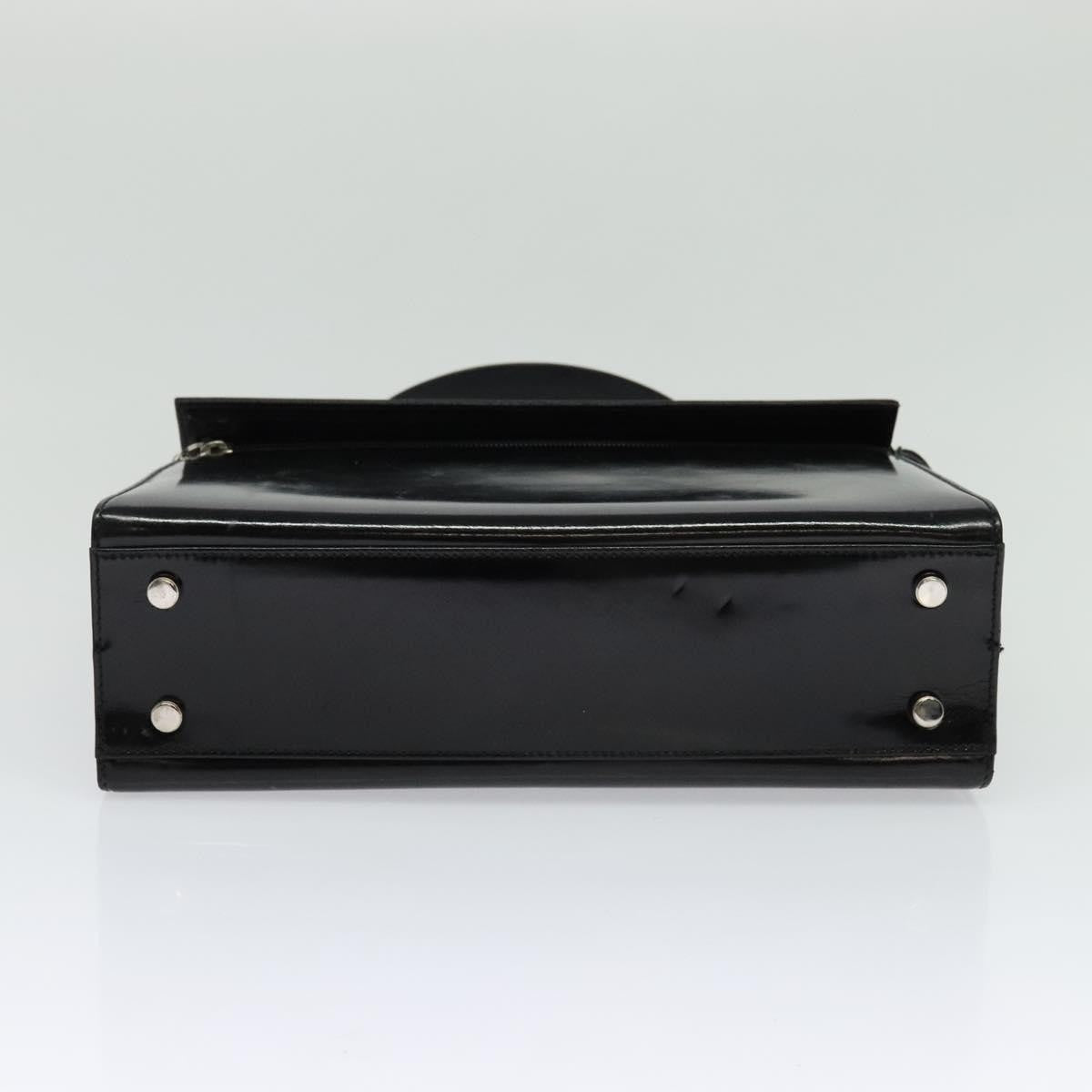 Salvatore Ferragamo Gancini Handbag Patent Leather Black Patent_Leather Handbag (Pre-Owned)