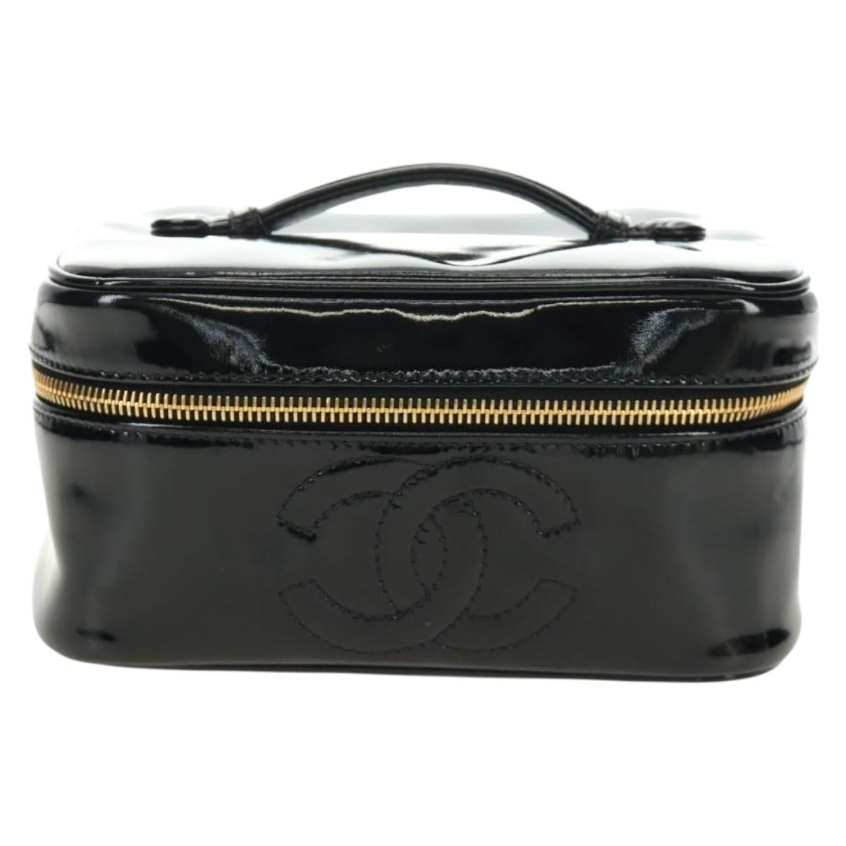 Chanel Vintage Timeless Cosmetic Case Patent Black Patent_Leather Clutche & Pouche Bag (Pre-Owned)
