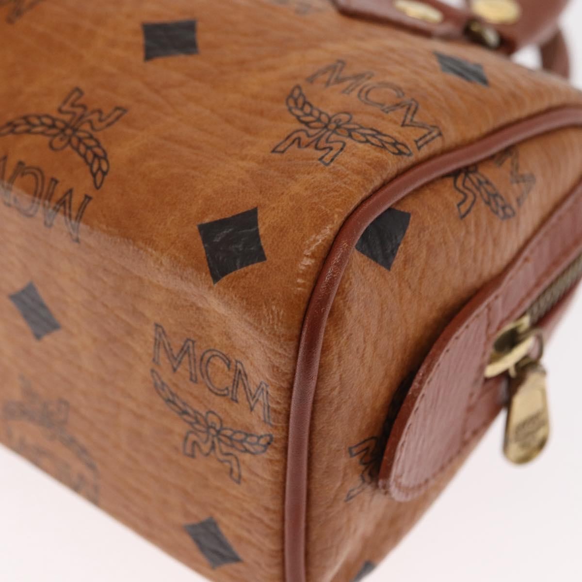 MCM Visetos Handbag Canvas And Leather Brown Canvas Handbag (Pre-Owned)