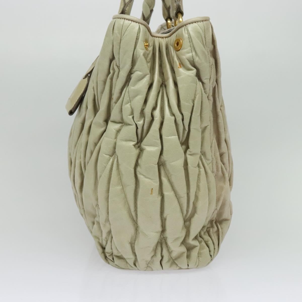 Miu Miu Coffer Convertible Satchel Leather Beige Leather Handbag (Pre-Owned)