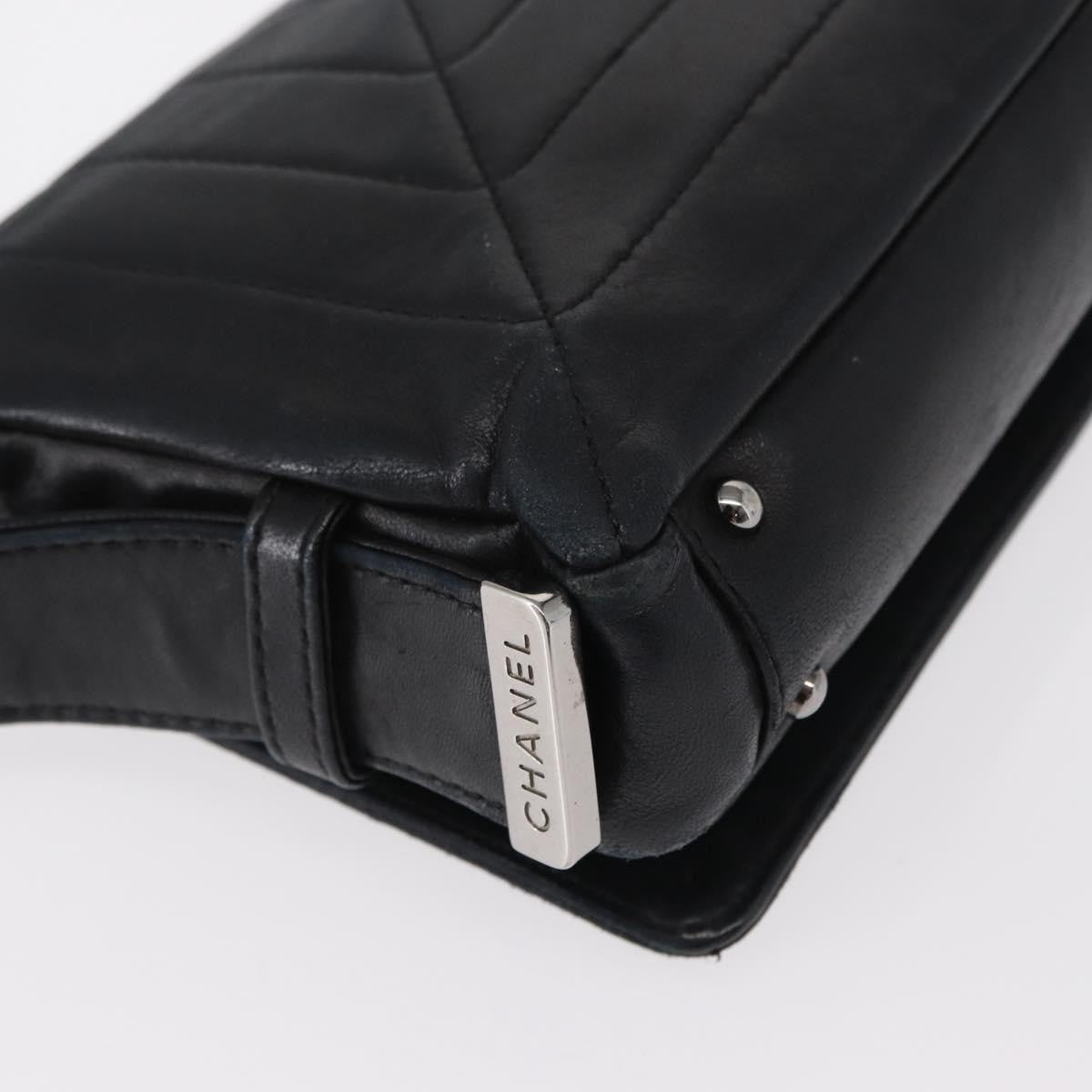 Chanel Vintage Shoulder Bag Leather Black Leather Shoulder Bag Bag (Pre-Owned)