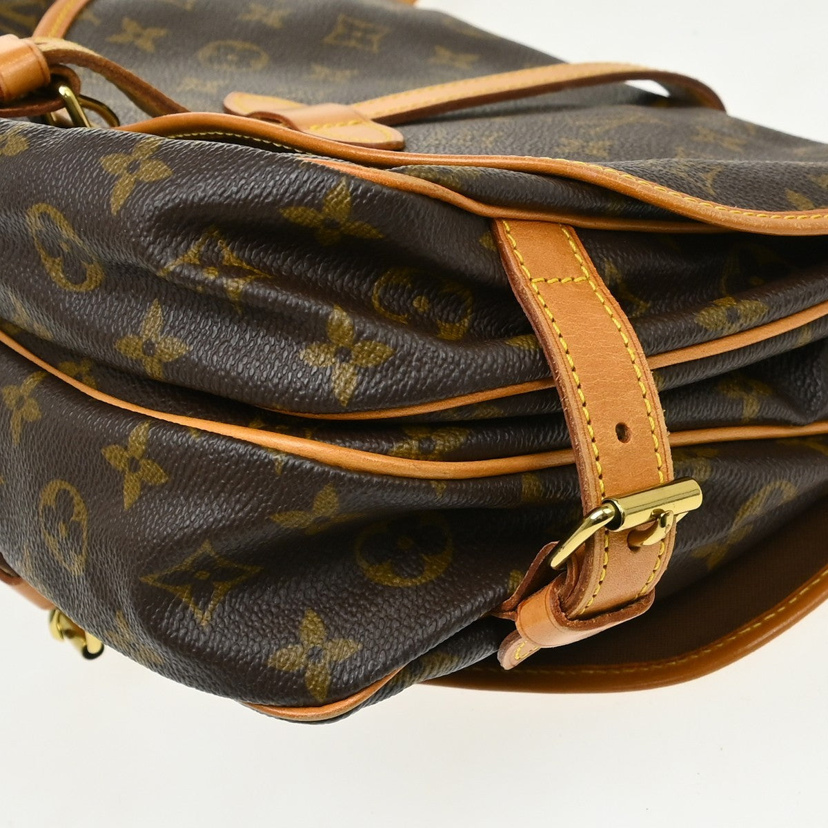 Louis Vuitton Saumur Handbag Monogram Canvas Brown Canvas Shoulder Bag Bag (Pre-Owned)