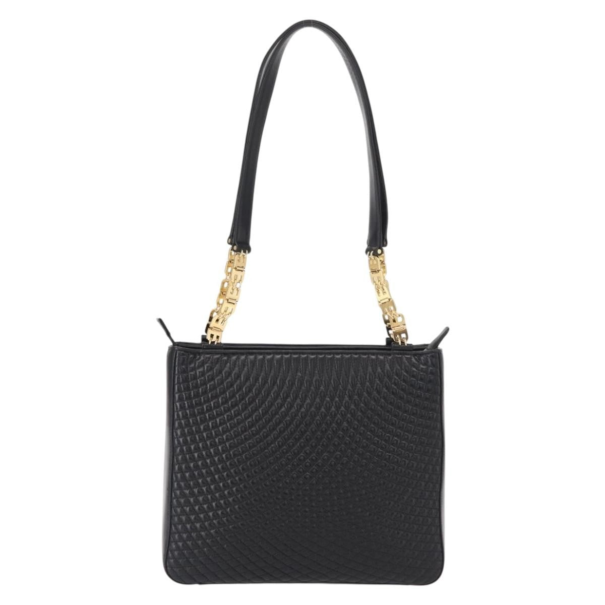 Bally Vintage Shoulder Bag Quilted Leather Black Leather Shoulder Bag Bag (Pre-Owned)