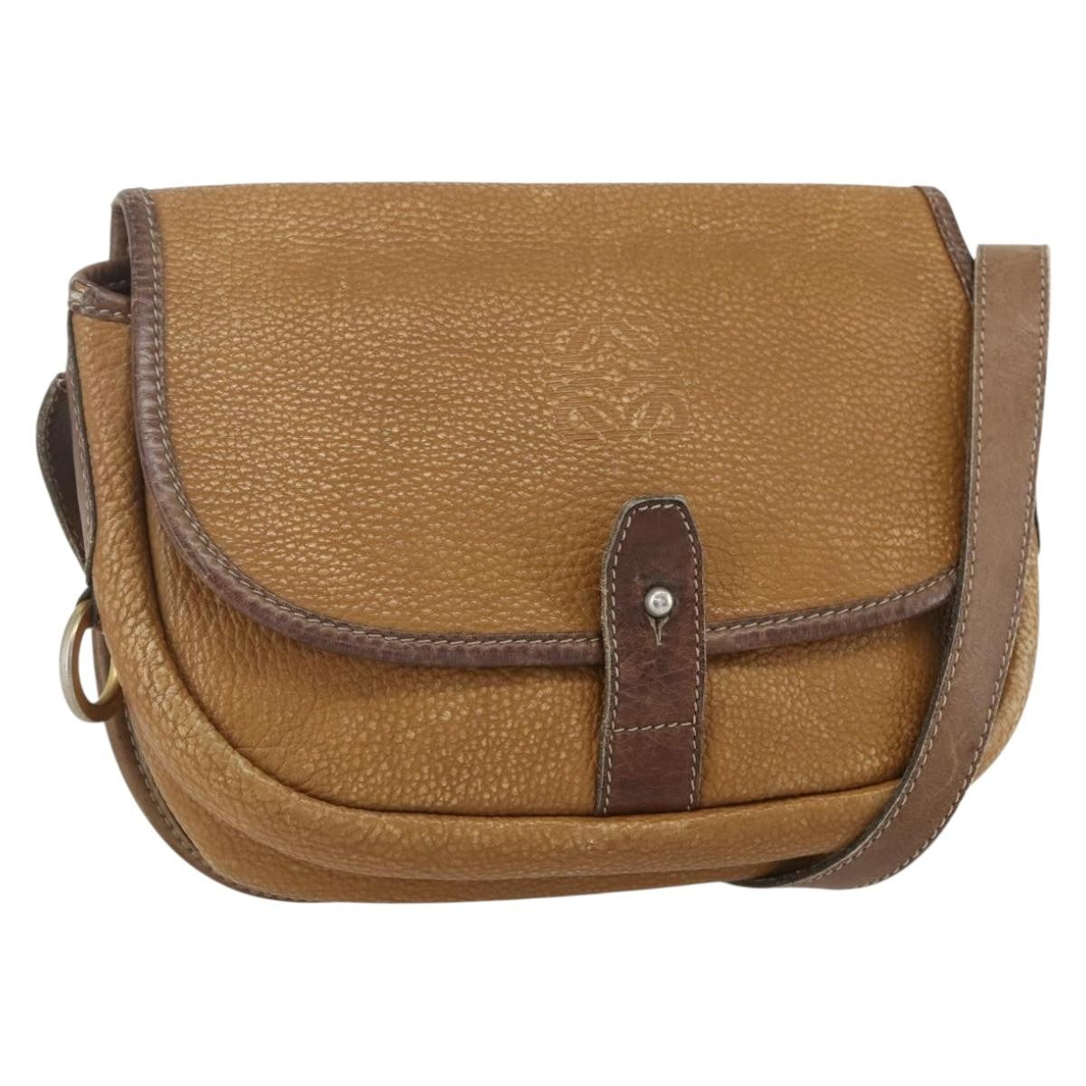 Loewe Anagram Shoulder Bag Leather Beige Leather Shoulder Bag Bag (Pre-Owned)