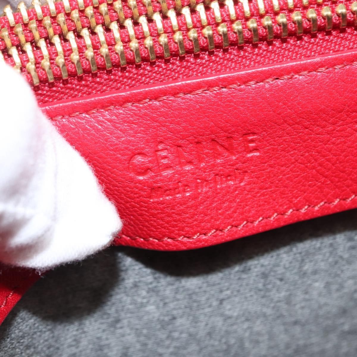 Celine Trio Crossbody Bag Leather Red Leather Shoulder Bag Bag (Pre-Owned)