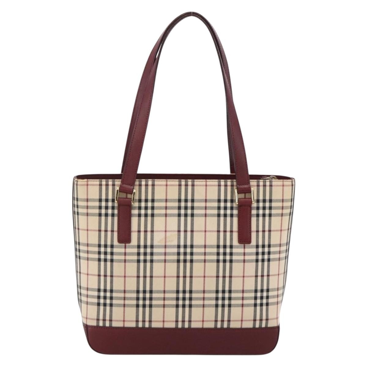 Burberry Nova Check Tote Canvas And Leather Beige Canvas Tote Bag Bag (Pre-Owned)