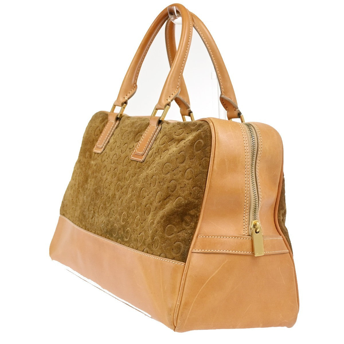 Celine C Macadam Handbag Suede And Leather Brown Suede Handbag (Pre-Owned)