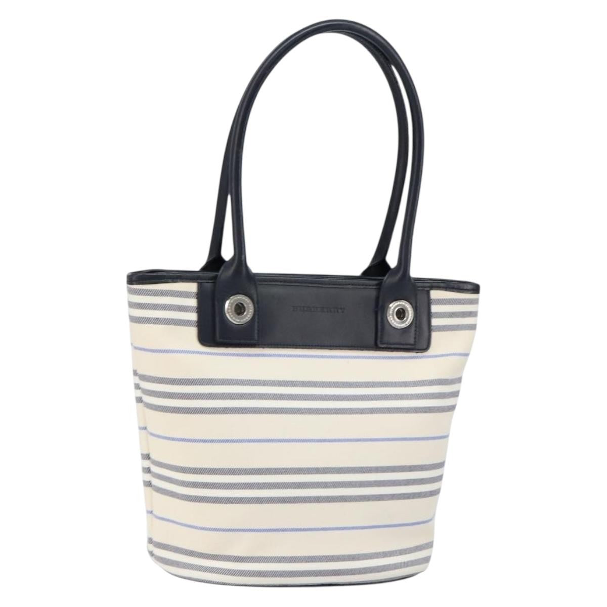 Burberry Blue Label Tote Bag Canvas White Canvas Tote Bag Bag (Pre-Owned)