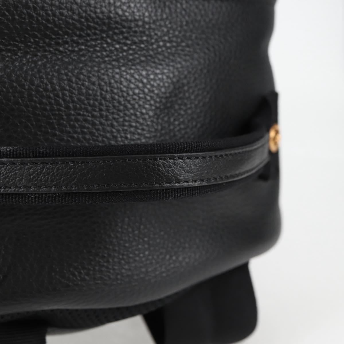 Versace Medusa Zip Backpack Leather Black Leather Backpack Bag (Pre-Owned)