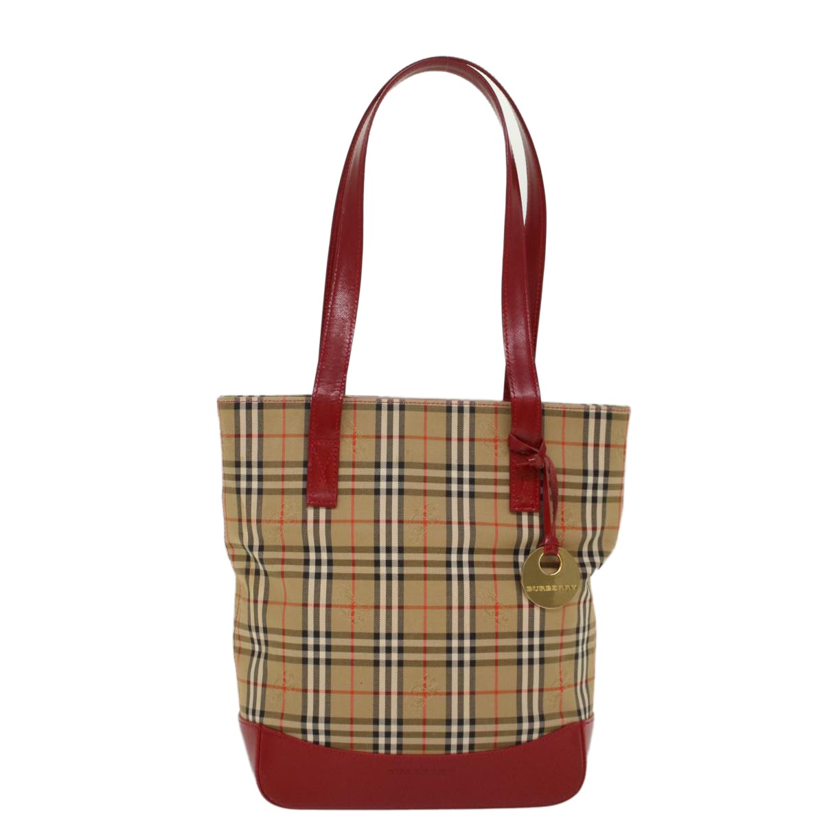 Burberry Nova Check Tote Nylon And Leather Beige Nylon Tote Bag Bag (Pre-Owned)
