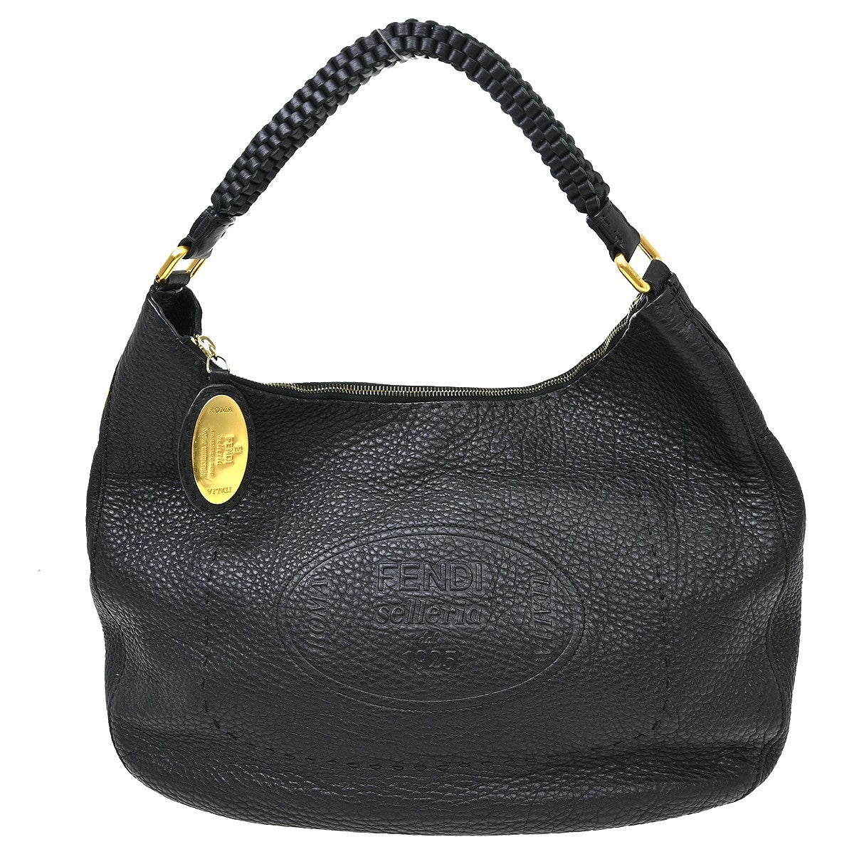 Fendi Selleria Hobo Leather Black Leather Handbag (Pre-Owned)