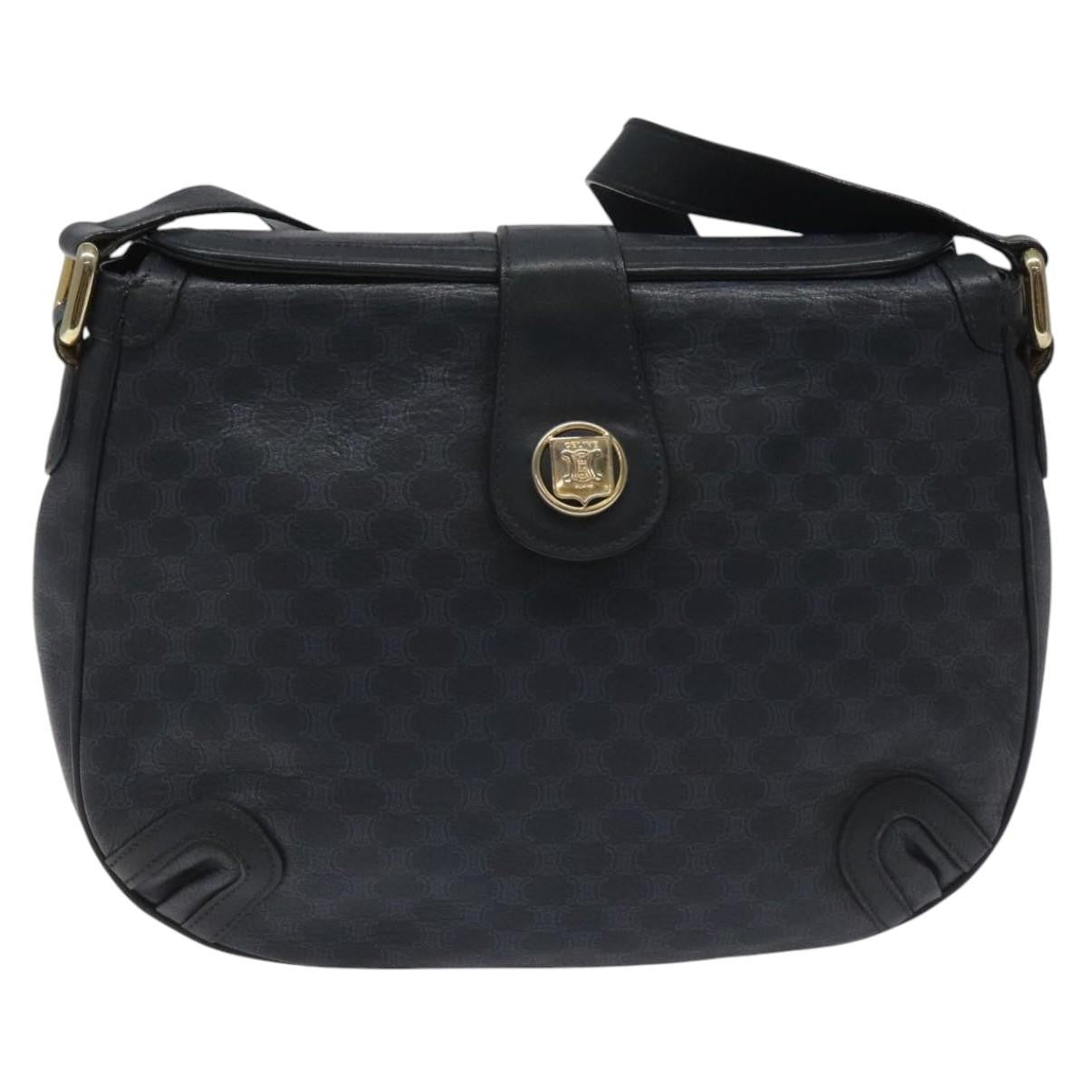 Celine Vintage Macadam Shoulder Bag Canvas Navy Canvas Shoulder Bag Bag (Pre-Owned)