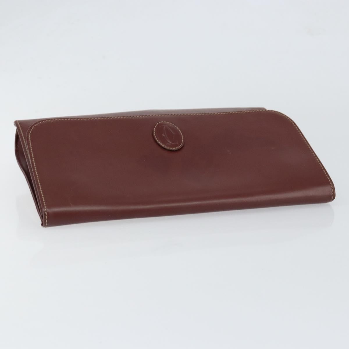 Cartier Must De Cartier Clutch Bag Leather Burgundy Leather Clutche & Pouche Bag (Pre-Owned)