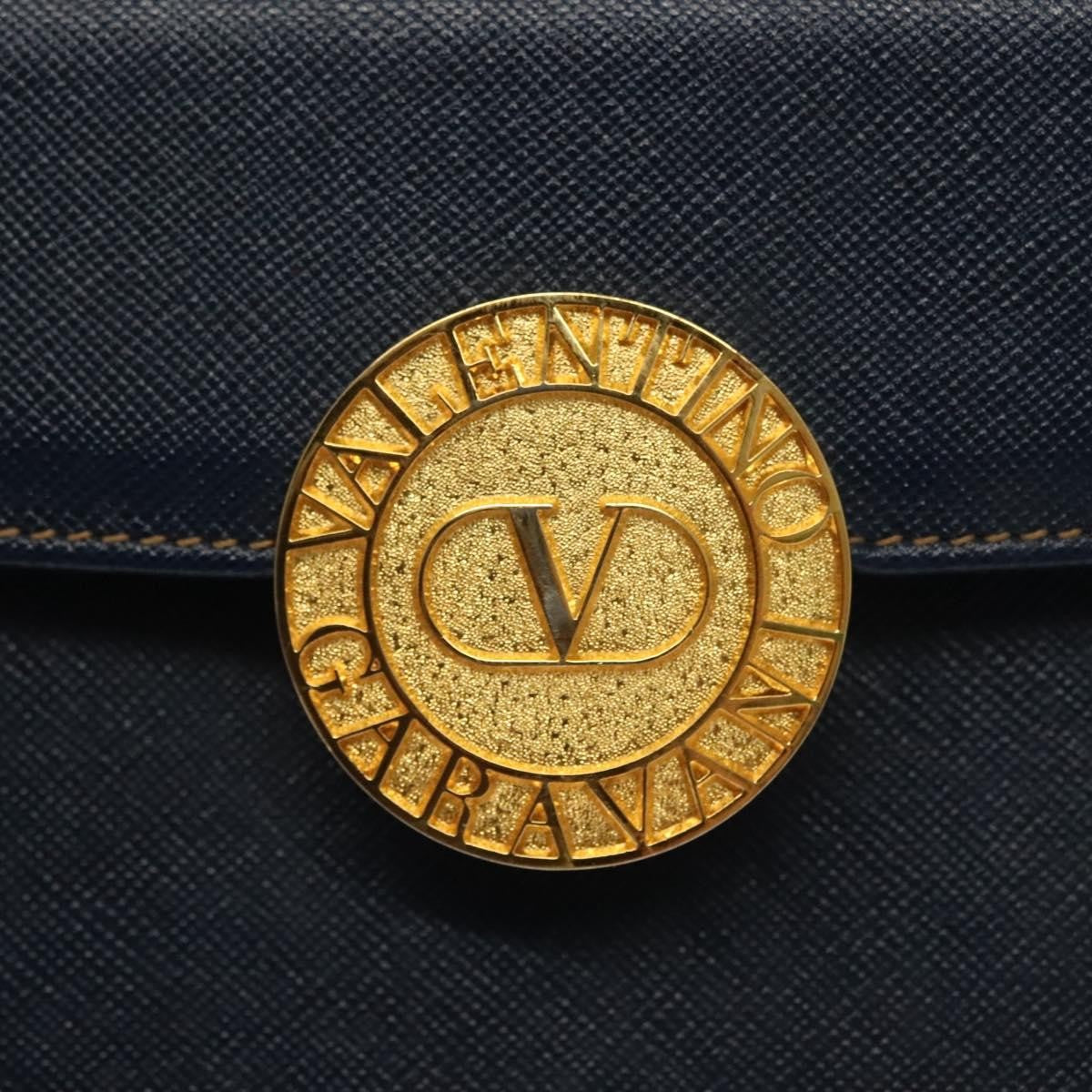 Valentino Garavani Vintage Handbag Leather Navy Leather Handbag (Pre-Owned)