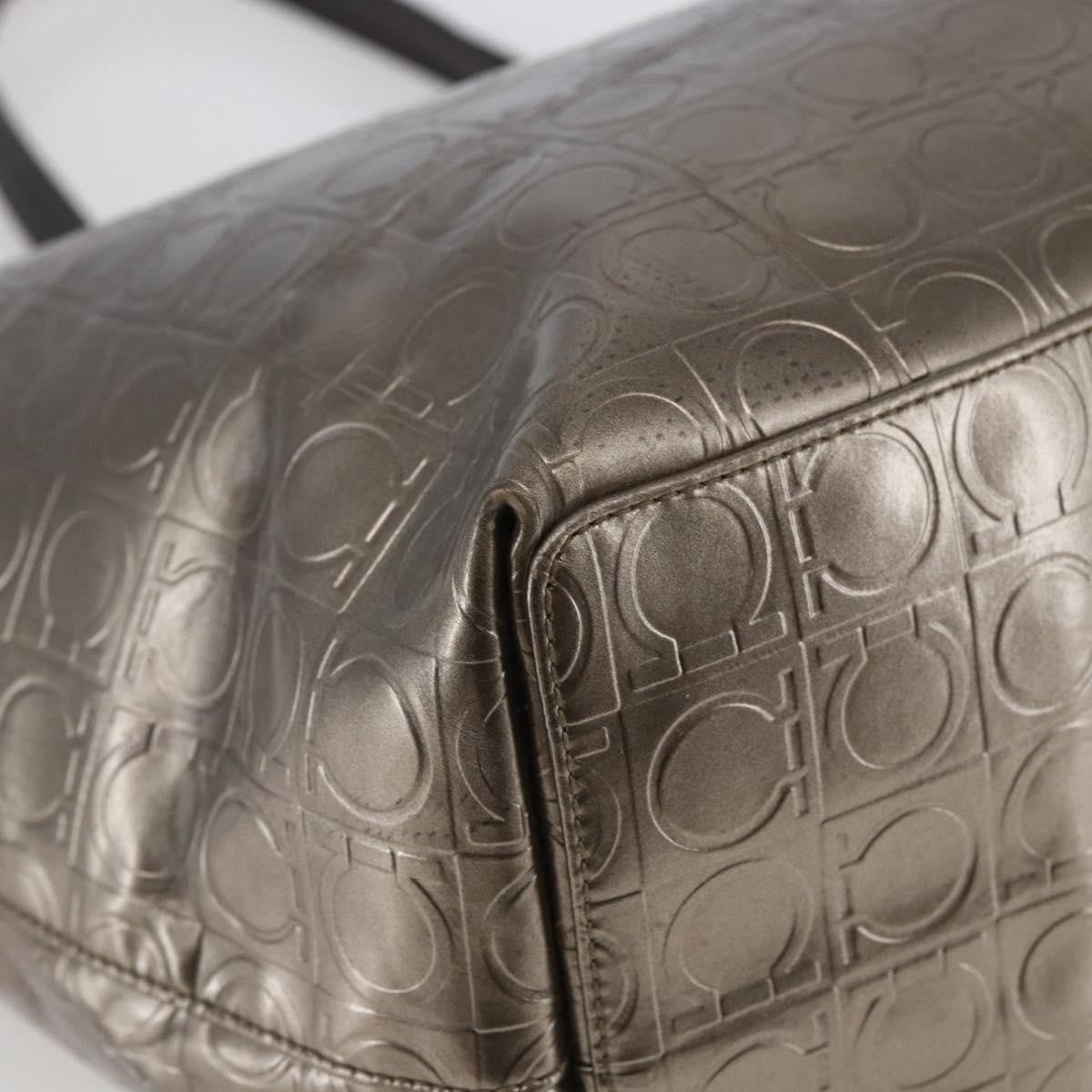 Salvatore Ferragamo Gancini Tote Patent Leather Gold Patent_Leather Tote Bag Bag (Pre-Owned)