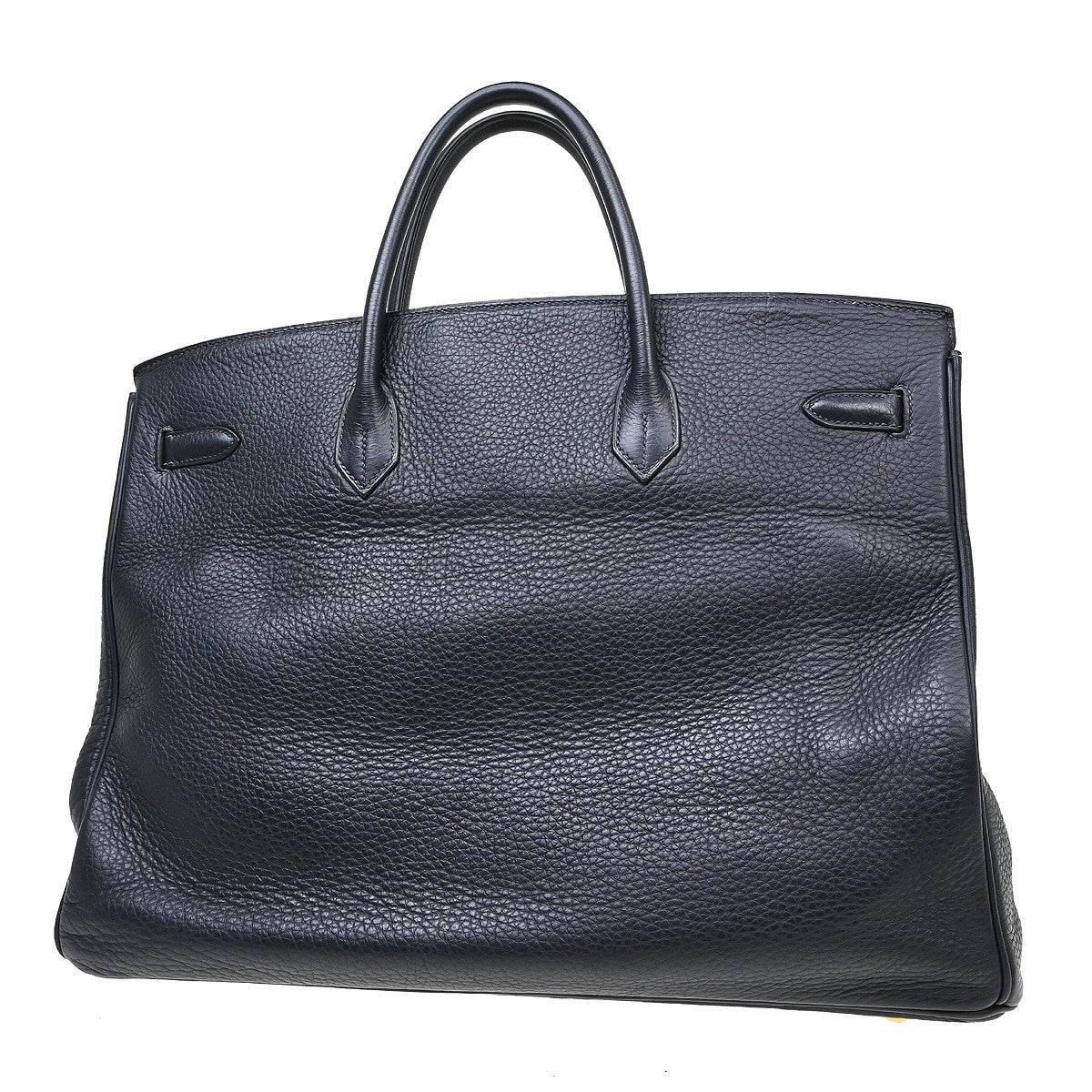 Hermes Birkin Handbag Grey Clemence With Gold Hardware Gray Leather Handbag (Pre-Owned)