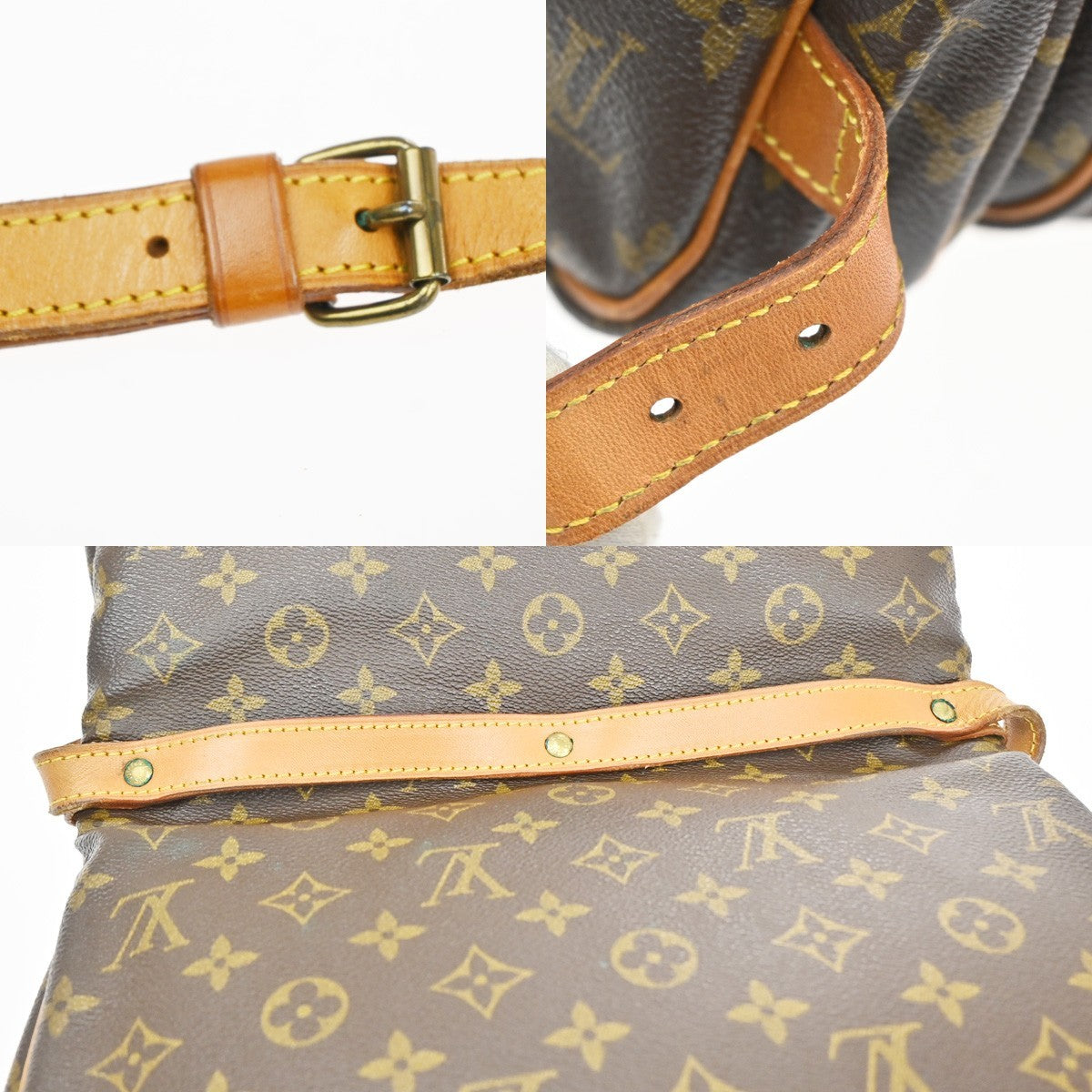 Louis Vuitton Saumur Handbag Monogram Canvas Brown Canvas Shoulder Bag Bag (Pre-Owned)