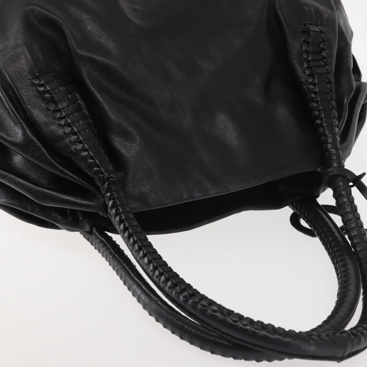 Salvatore Ferragamo Gancini Tote Leather Black Leather Tote Bag Bag (Pre-Owned)