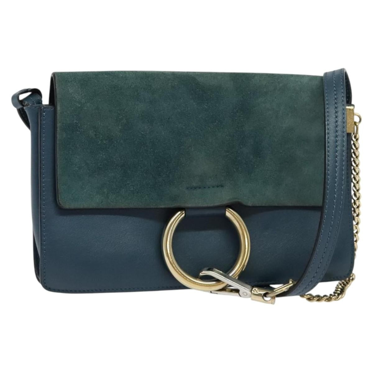 Chloe Faye Crossbody Leather And Suede Blue Suede Handbag (Pre-Owned)