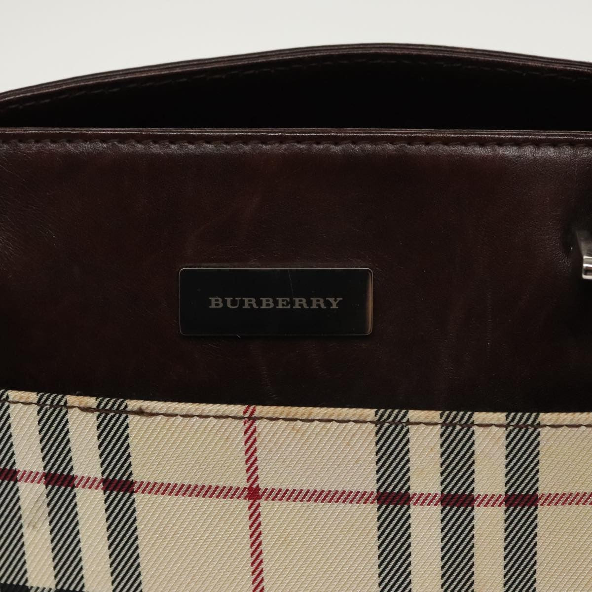 Burberry Nova Check Tote Canvas And Leather Beige Canvas Tote Bag Bag (Pre-Owned)