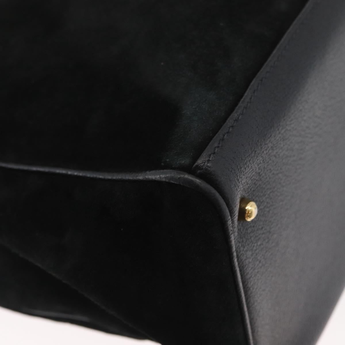 Gucci Bamboo Tote Bag Suede Black Suede Tote Bag Bag (Pre-Owned)