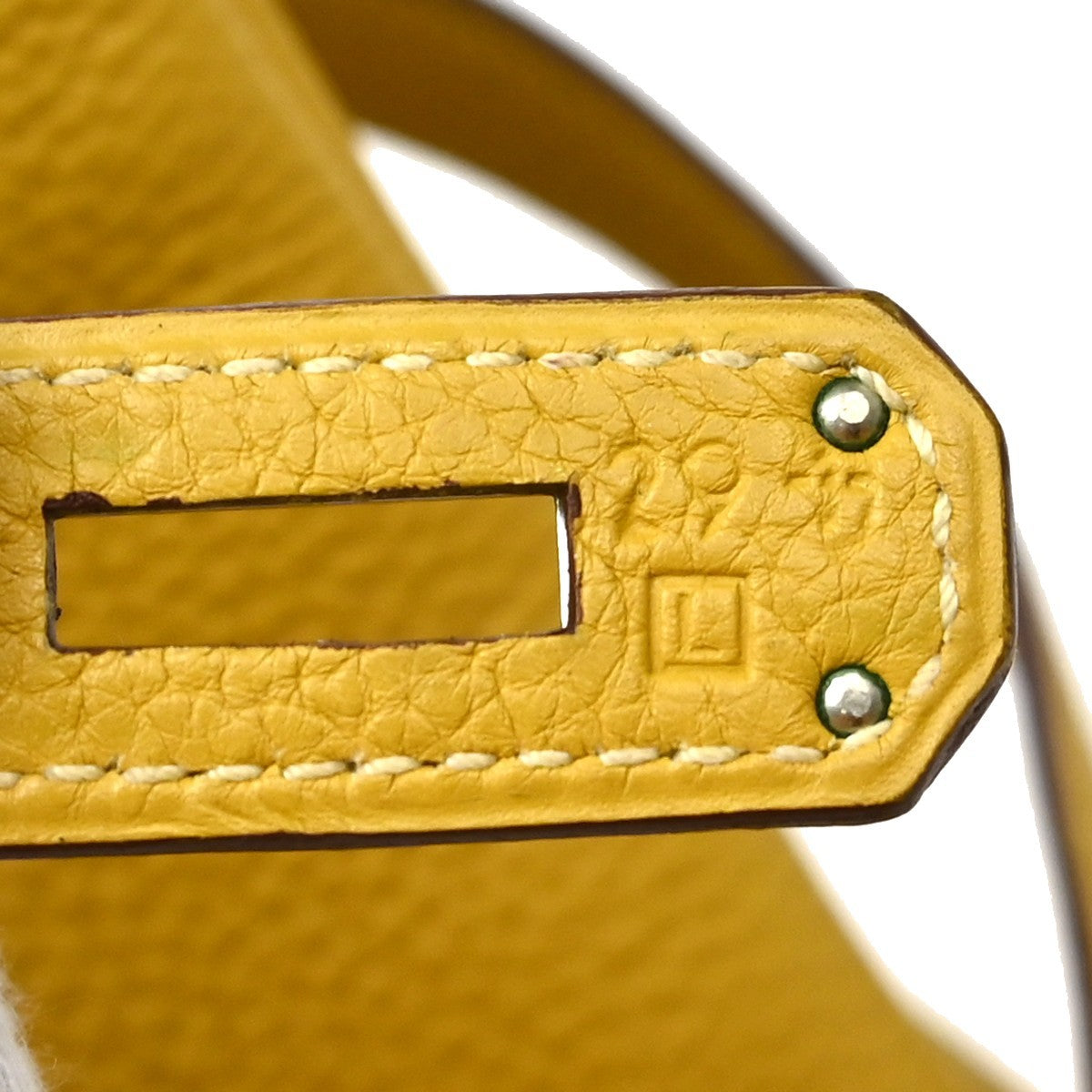 Hermes Kelly Handbag Yellow Epsom With Palladium Hardware Yellow Leather Handbag (Pre-Owned)