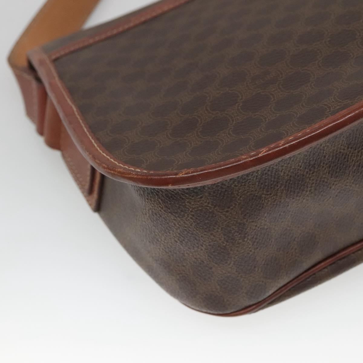 Celine Vintage Macadam Shoulder Bag Canvas And Leather Brown Canvas Shoulder Bag Bag (Pre-Owned)