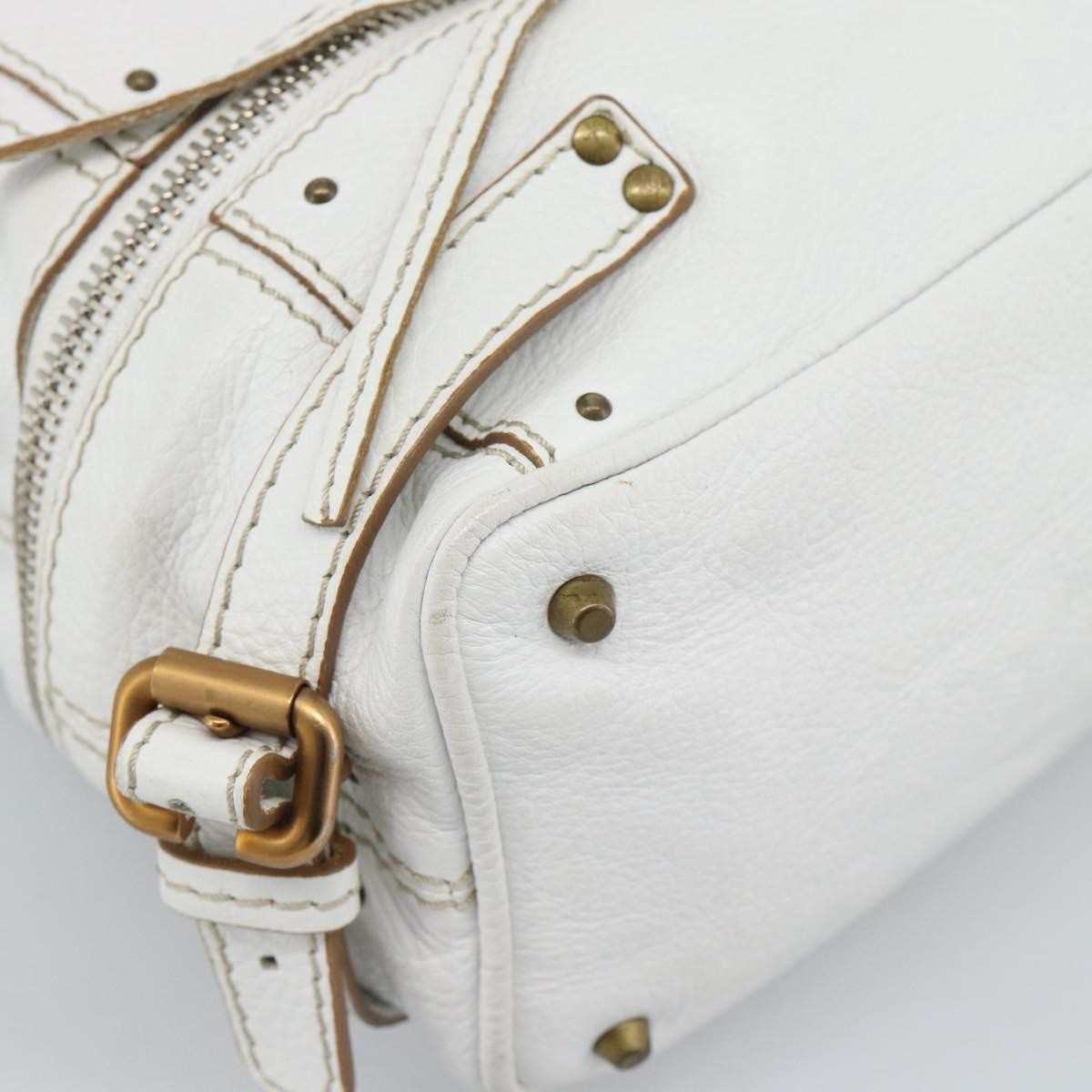 Chloe Paddington Lock Tote Leather White_Gold Leather Tote Bag Bag (Pre-Owned)