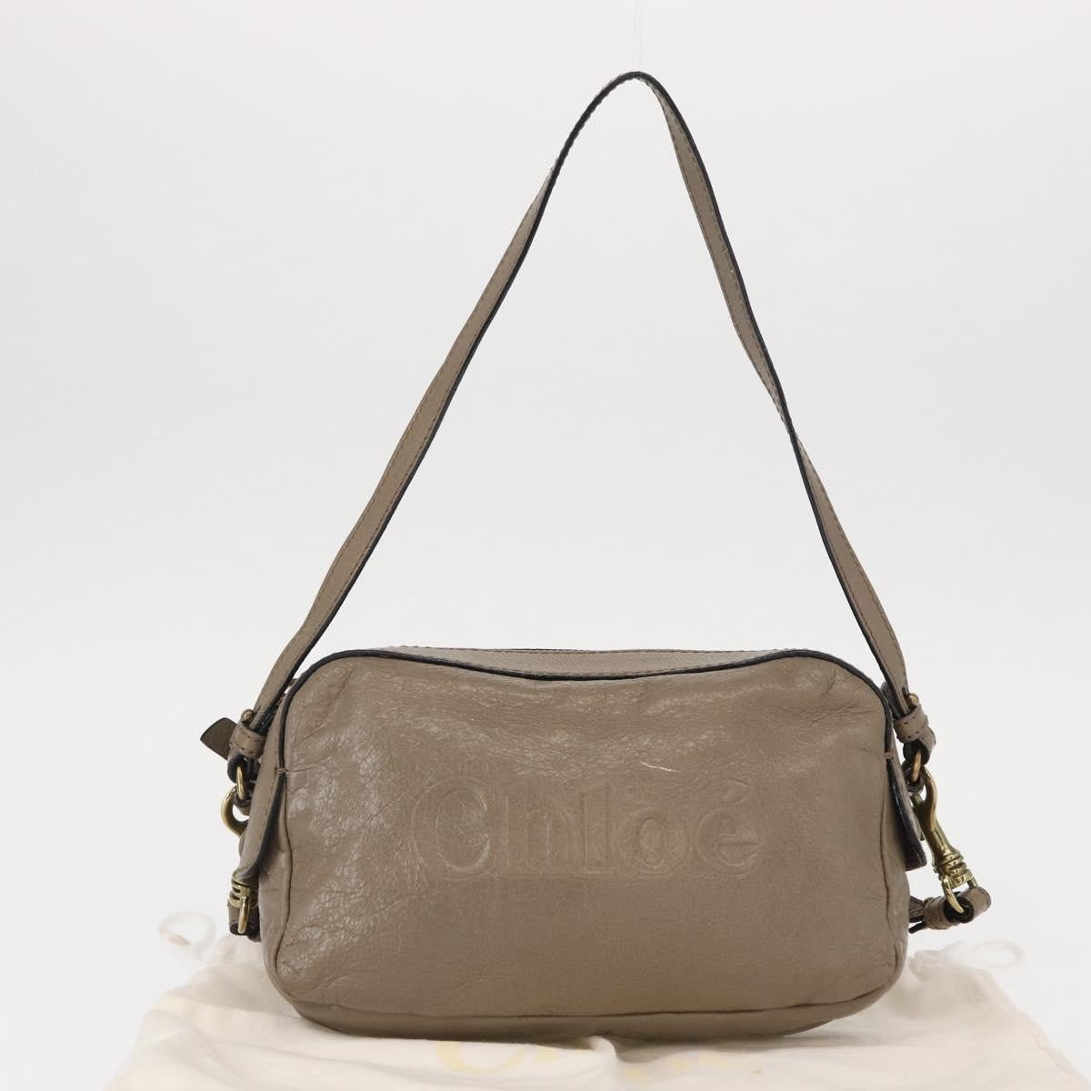 Chloe Vintage Shoulder Bag Leather Gray Leather Shoulder Bag Bag (Pre-Owned)