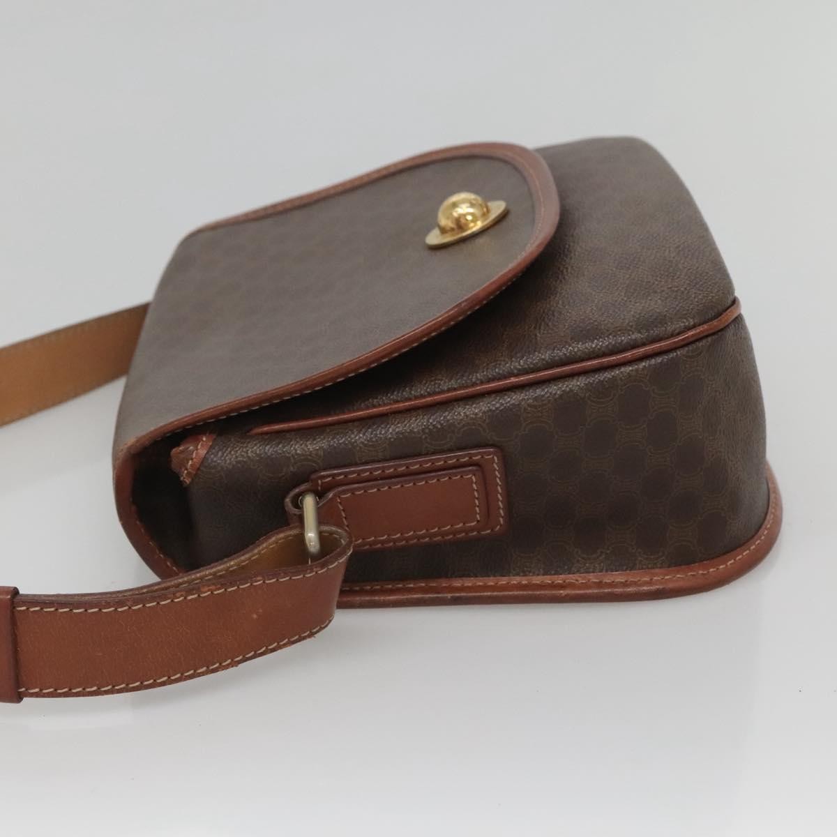 Celine Vintage Macadam Shoulder Bag Canvas And Leather Brown Canvas Shoulder Bag Bag (Pre-Owned)