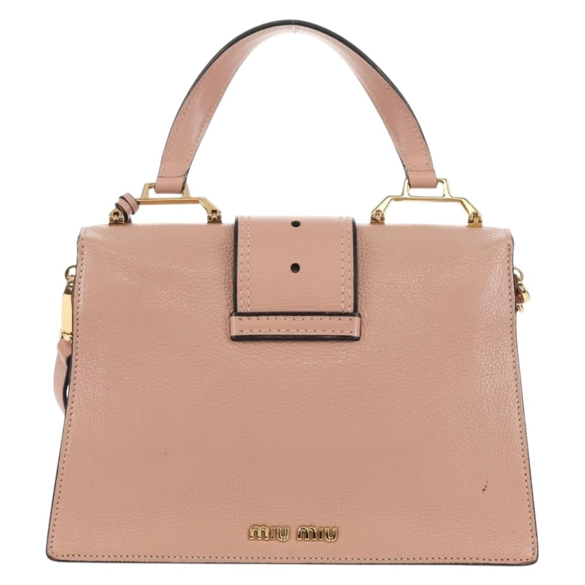 Miu Miu Madras Crystal Buckle Shoulder Bag Leather Pink Leather Handbag (Pre-Owned)