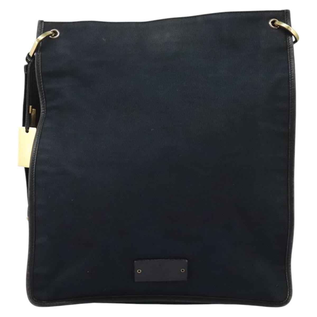 Gucci Sherry Line Shoulder Bag Canvas Black Canvas Shoulder Bag Bag (Pre-Owned)