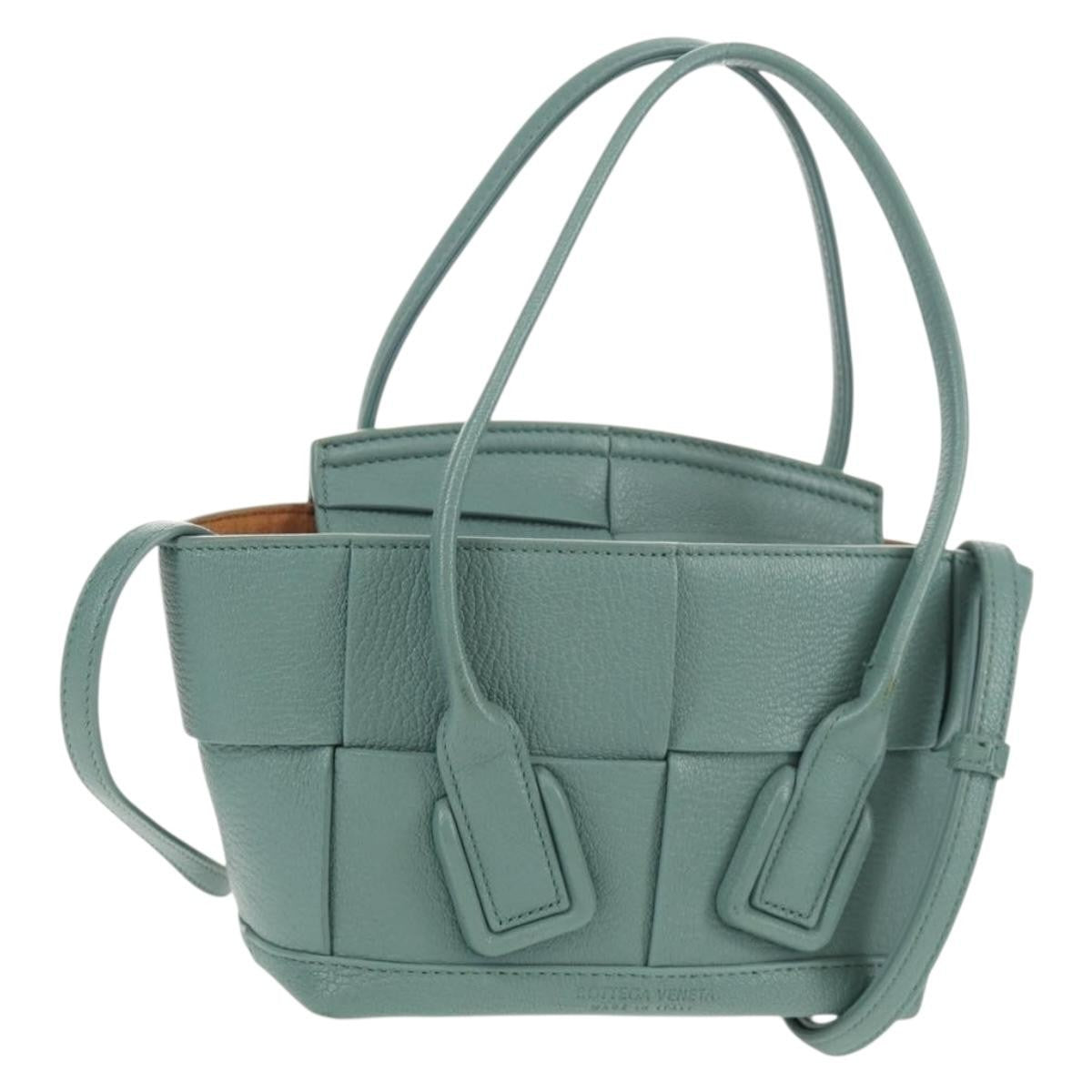 Bottega Veneta Arco Bag Maxi Intrecciato Leather Green Leather Handbag (Pre-Owned)